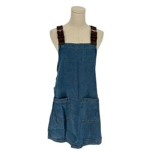 Vintage J.L.N.Y. Denim Pinafore Dress Blue Buckle Straps 100% Cotton Small